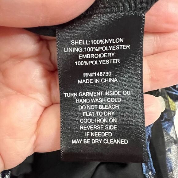 Beige by Eci Black Blue Embroidered Floral Sleeveless Dress - Picture 7 of 8